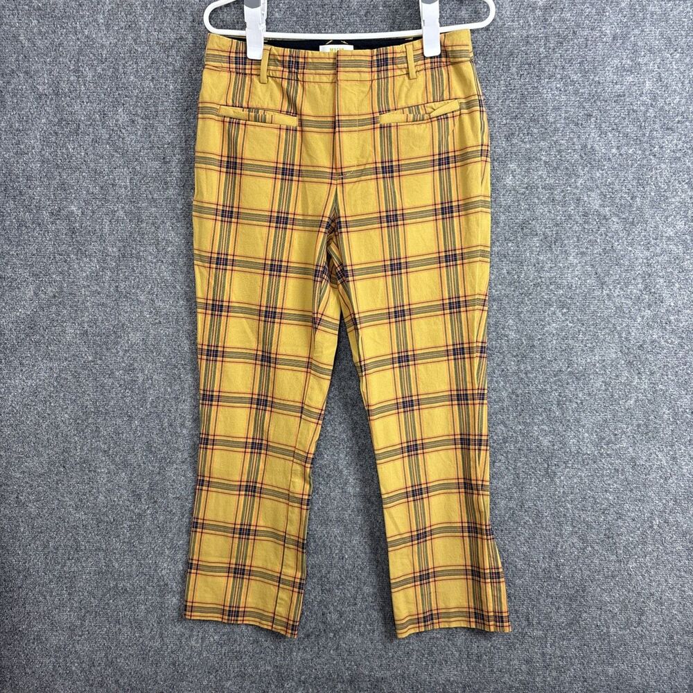 Maeve Crop Pants Womens Size 6 Plaid Yellow Anthropologie Slim Kick flare